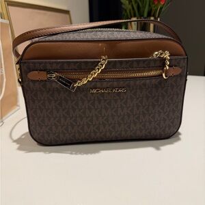 Michael Kors Brown and Gold Crossbody Bag